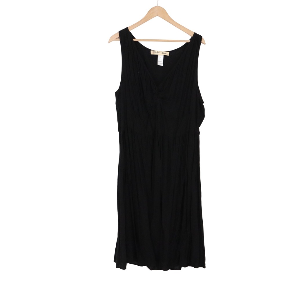 Aqua Blues Dress Womens 3X Fit & Flare Black Pleated V-Neck Rayon Excellent